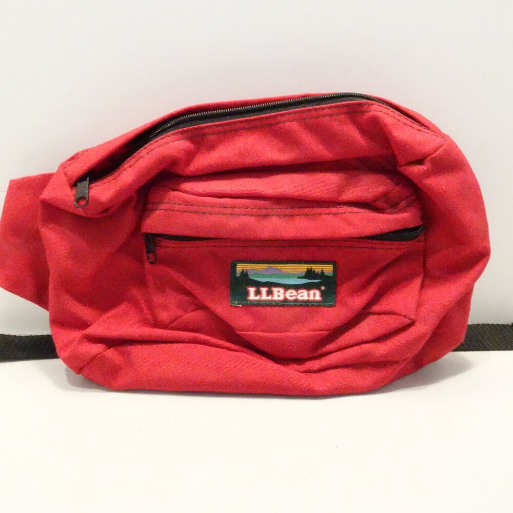 Vintage LL Bean Fanny Pack Belt Bag Red Nylon Adjustable Strap 80s 90s